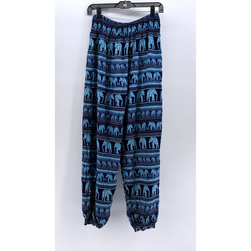 UNBRANDED Women's Blue Elephant Printed Pants SZ S